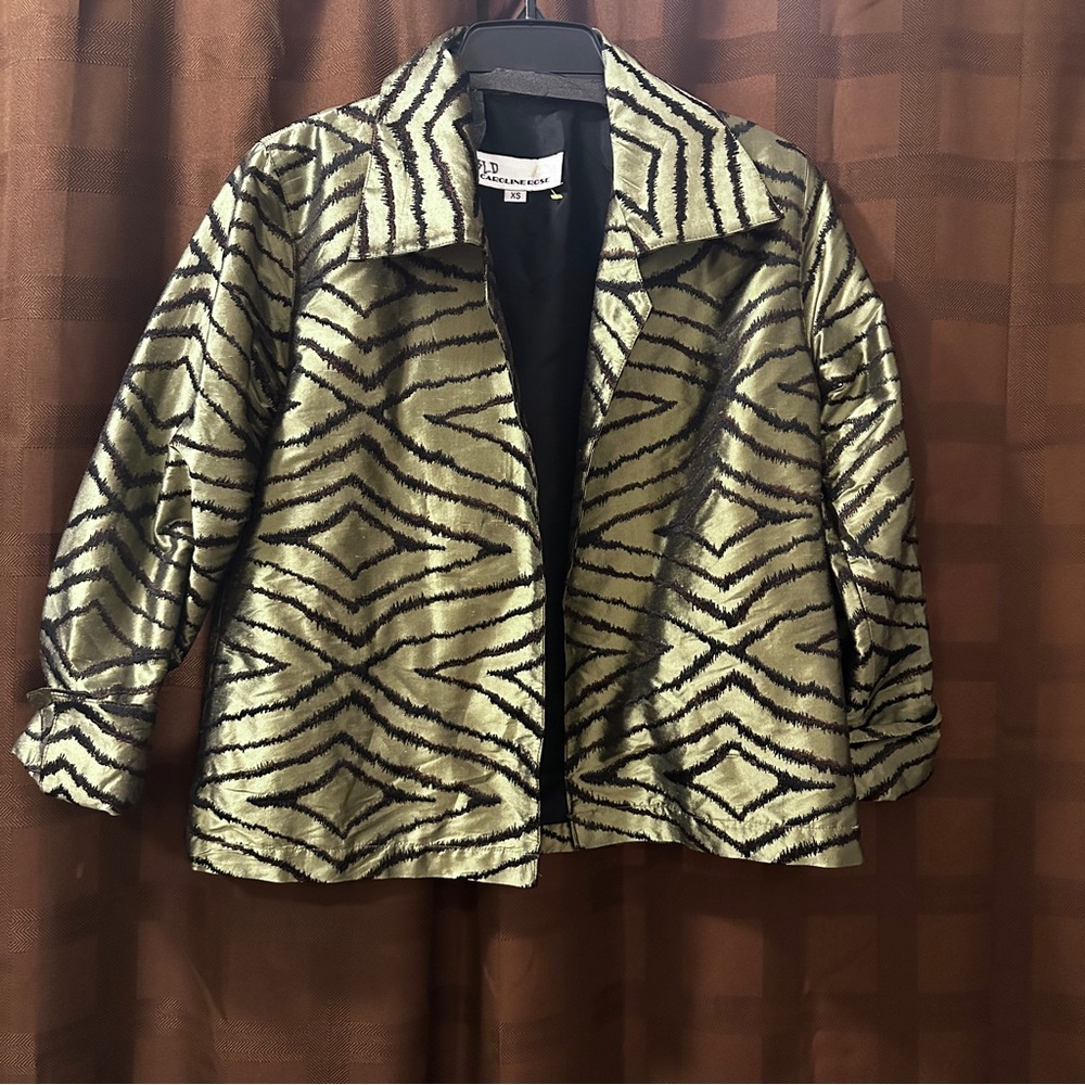 Caroline Rose silk leopard print jacket XS